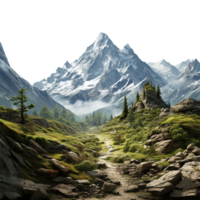 AI generated Realistic mountain scene png isolated on transparent background