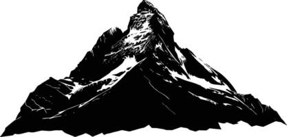 AI generated Silhouette mountain full black color only vector