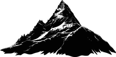 AI generated Silhouette mountain full black color only vector