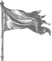 AI generated blank flag element with old engraving style vector