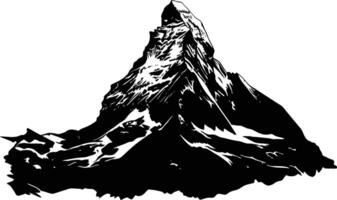 AI generated Silhouette mountain full black color only vector