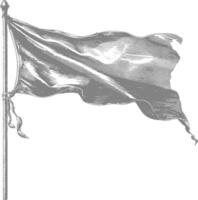 AI generated blank flag element with old engraving style vector