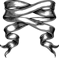 AI generated long ribbon element with old engraving style vector