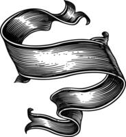 AI generated long ribbon element with old engraving style vector