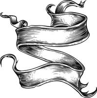 AI generated long ribbon element with old engraving style vector