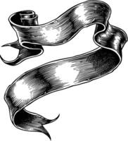 AI generated long ribbon element with old engraving style vector