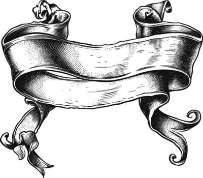 AI generated long ribbon element with old engraving style vector