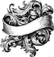 AI generated ribbon element with old engraving style vector