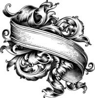 AI generated ribbon element with old engraving style vector