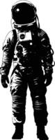 AI generated Silhouette astronaut black color only full body vector