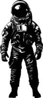 AI generated Silhouette astronaut black color only full body vector