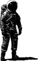 AI generated Silhouette astronaut black color only full body vector