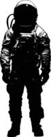 AI generated Silhouette astronaut black color only full body vector