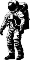 AI generated Silhouette astronaut black color only full body vector