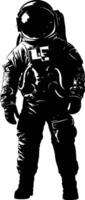 AI generated Silhouette astronaut black color only full body vector