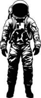 AI generated Silhouette astronaut black color only full body vector