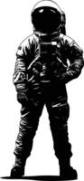 AI generated Silhouette astronaut black color only full body vector