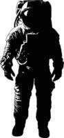 AI generated Silhouette astronaut black color only full body vector