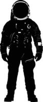AI generated Silhouette astronaut black color only full body vector