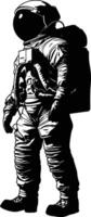 AI generated Silhouette astronaut black color only full body vector