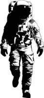 AI generated Silhouette astronaut black color only full body vector