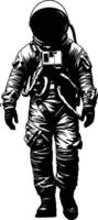 AI generated Silhouette astronaut black color only full body vector