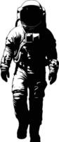 AI generated Silhouette astronaut black color only full body vector