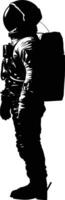 AI generated Silhouette astronaut black color only full body vector