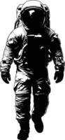 AI generated Silhouette astronaut black color only full body vector