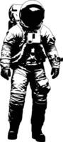 AI generated Silhouette astronaut black color only full body vector