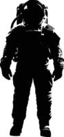 AI generated Silhouette astronaut black color only full body vector