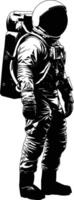 AI generated Silhouette astronaut black color only full body vector