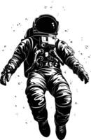 AI generated Silhouette astronaut floating in space black color only full body vector