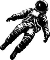 AI generated Silhouette astronaut floating in space black color only full body vector