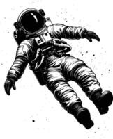 AI generated Silhouette astronaut floating in space black color only full body vector