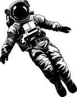 AI generated Silhouette astronaut floating in space black color only full body vector