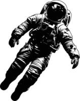 AI generated Silhouette astronaut floating in space black color only full body vector