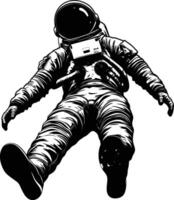 AI generated Silhouette astronaut floating in space black color only full body vector