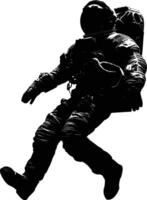 AI generated Silhouette astronaut floating in space black color only full body vector