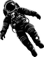 AI generated Silhouette astronaut floating in space black color only full body vector