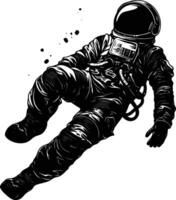 AI generated Silhouette astronaut floating in space black color only full body vector