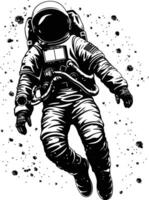 AI generated Silhouette astronaut floating in space black color only full body vector