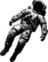 AI generated Silhouette astronaut floating in space black color only full body vector