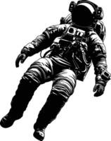 AI generated Silhouette astronaut floating in space black color only full body vector