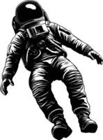AI generated Silhouette astronaut floating in space black color only full body vector