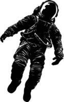 AI generated Silhouette astronaut floating in space black color only full body vector