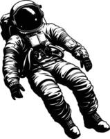 AI generated Silhouette astronaut floating in space black color only full body vector