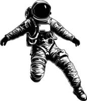 AI generated Silhouette astronaut floating in space black color only full body vector