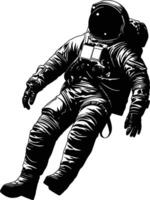 AI generated Silhouette astronaut floating in space black color only full body vector