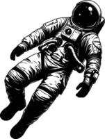 AI generated Silhouette astronaut floating in space black color only full body vector